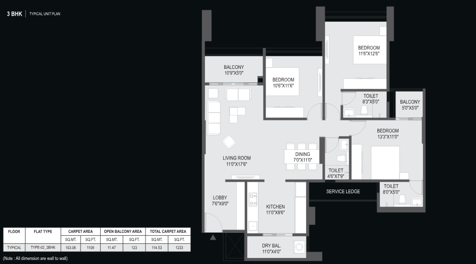 Crown-Eight-Floor-plan-3-BHK-1109-Sqft